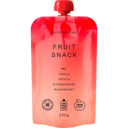 Nutrino Lab Snack, apple, peach, strawberry and raspberry puree, 200 g