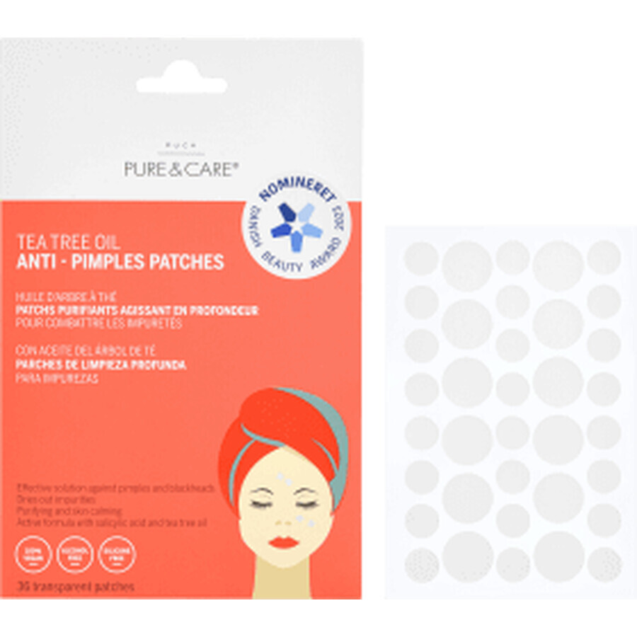 Puca Pure&Care Plasturi anti-acnee cu arbore de ceai, 36 buc