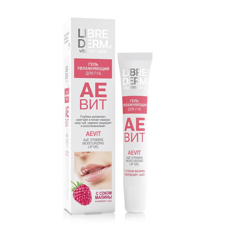 Gel hidratant pentru buze Aevit cu suc de Zmeură, 20 ml, Libre Derm