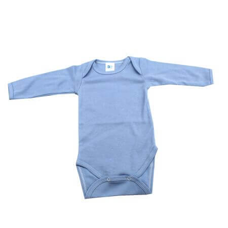 Langarm-Body aus Baumwolle, 12-18 Monate, Blau, Baltic Bebe