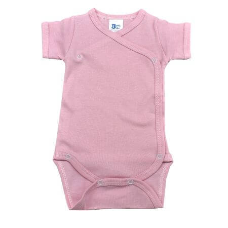 Body din bumbac cu maneca scurta Rib, 0-3 luni, Roz, Baltic Bebe