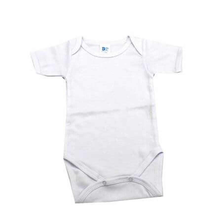 Body din bumbac cu maneca scurta Rib, 12-18 luni, Alb, Baltic Bebe