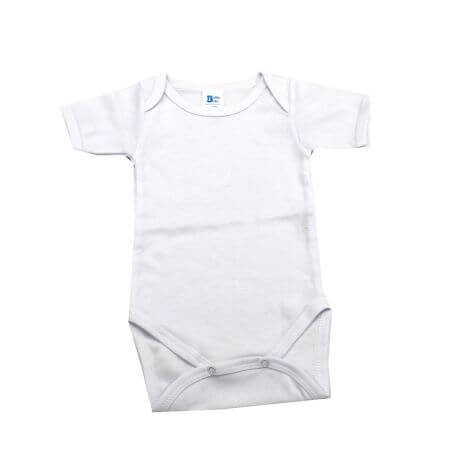 Body din bumbac cu maneca scurta Rib, 18-24 luni, Alb, Baltic Bebe