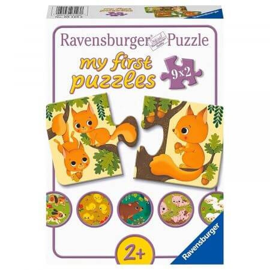 Puzzle Tiere und ihre Nachkommen, 9 x 2 Teile, Ravensburger