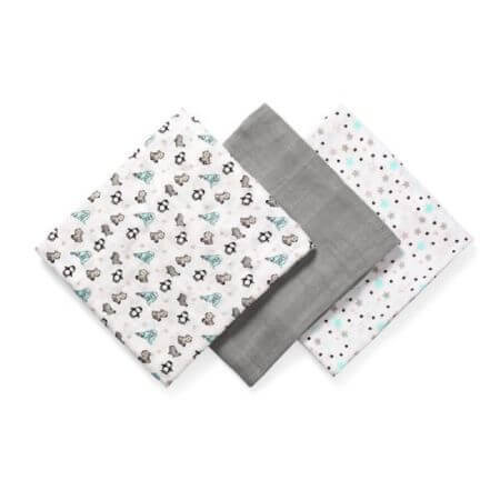 Set 3 scutece textile pentru copii, Bamboo Gri, Babyono