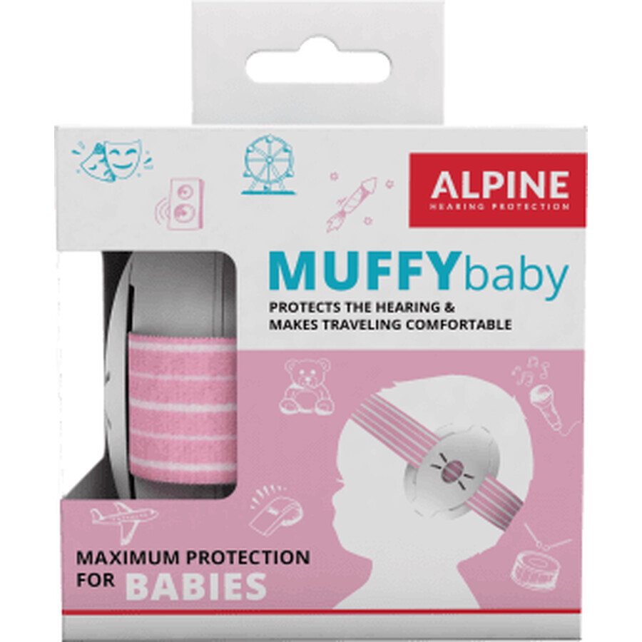 Ear muffs for babies, 0-36 months, Pink, Alpine