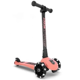 Highwaykick 3 adjustable and foldable children's scooter with light-up wheels, 3 - 6 years, Peach, Scoot &amp; Ride