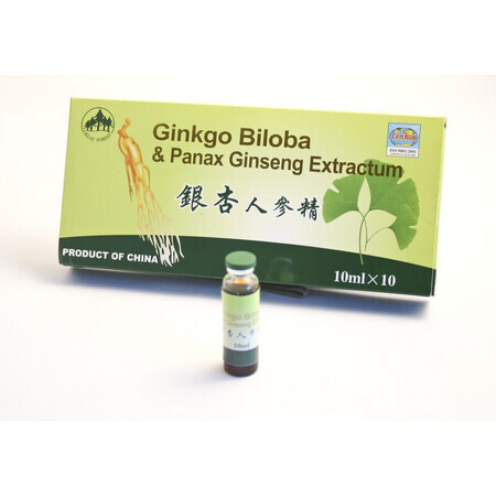 Ginkgo Biloba und Panax Ginseng, 10 Fläschchen x 10ml, Sanye