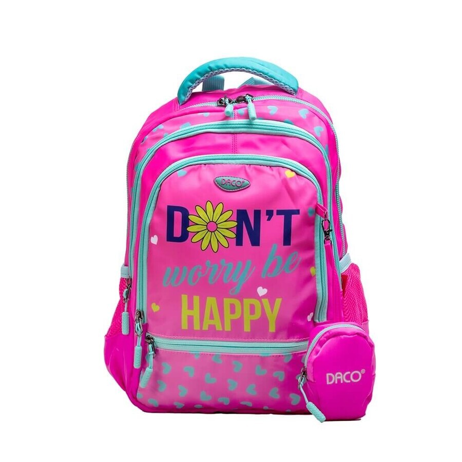 Rosa Rucksack Don't Worry be Happy, 38 cm, Daco