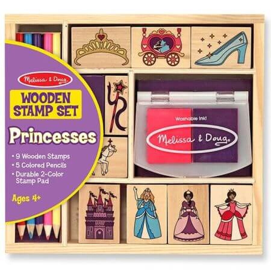 Set de stampile din lemn Printese, 4 ani+, Melissa&Doug