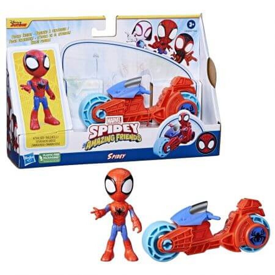 Spidey Prietenii Extraordinari Set Motocicleta si Figurina Spidey, 10 cm, Hasbro