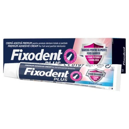 Barriera alimentare Adesivo per protesi fresco, 40 g, Fixodent Plus