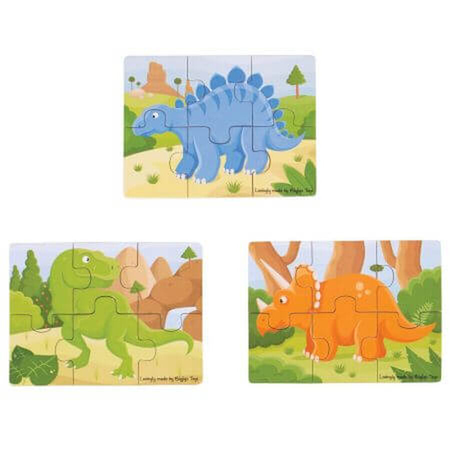 3er-Set Holzpuzzle Dinosaurier, Big Jigs