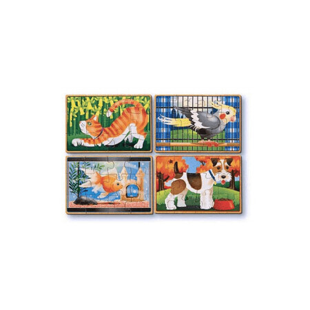 Set mit 4 Holzpuzzles in der Schachtel Pets, Melissa and Doug