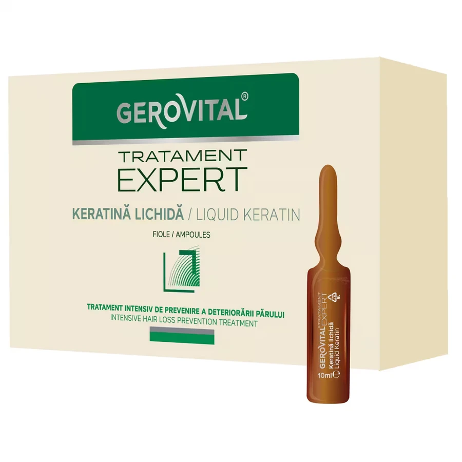 Gerovital Keratine Vloeibaar Expert Behandeling, 10 flesjes x 10 ml, Farmec