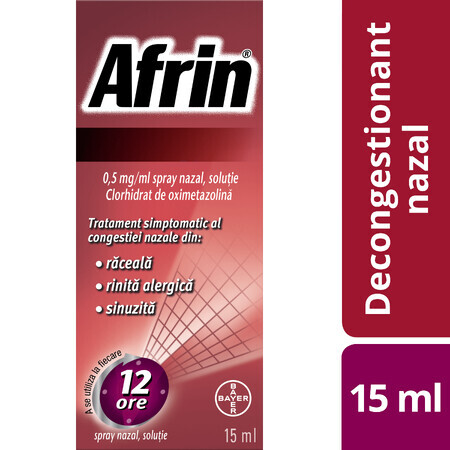 Afrin 0.5mg/ml No Drip Nasenspray mit Dosierpumpe - Schnelle Behandlung von Nasenverstopfung - 15ml