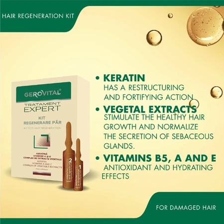 Gerovital Expert Treatment Hair Regeneration Kit - Vials, 10 vials x 5 ml / 10 vials x 10 ml, Farmec