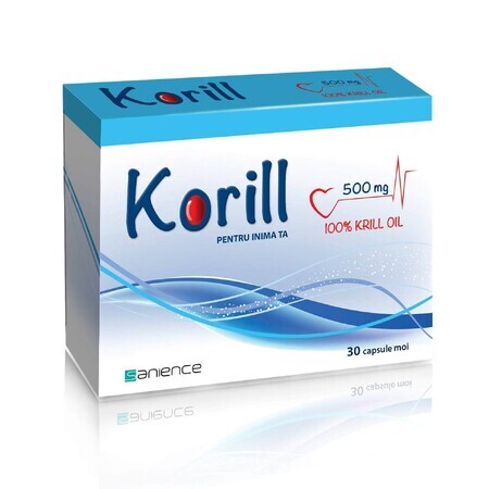 Korill ulei pur de krill 500 mg, 30 capsule, Sanience