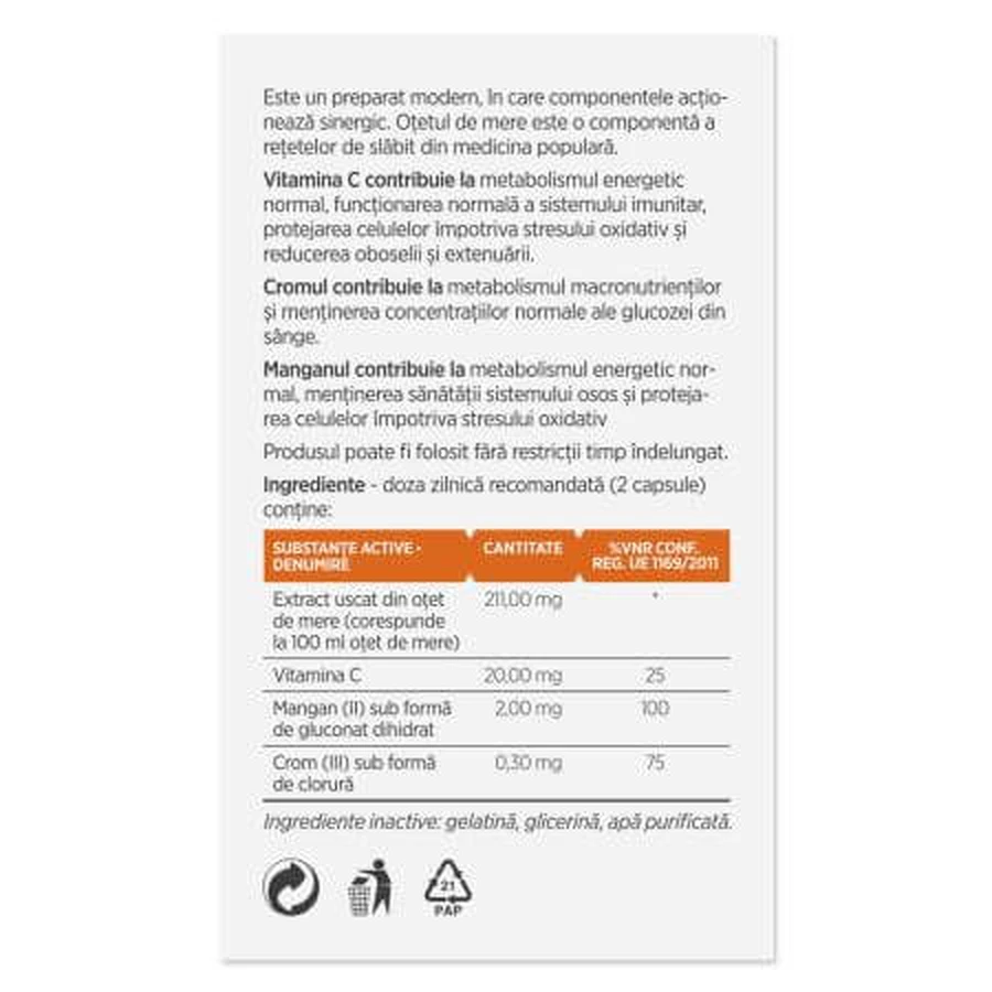 Lipostop con vinagre de manzana, 60 cápsulas, Parapharm