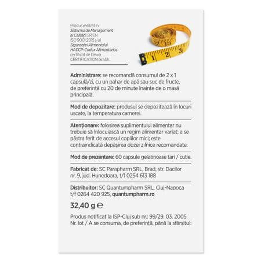 Lipostop con vinagre de manzana, 60 cápsulas, Parapharm