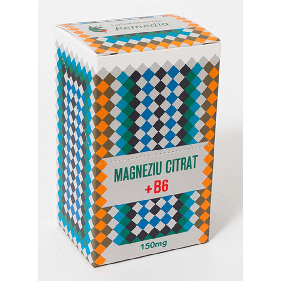 Citrate de magnésium avec vitamine B6, 25 sticks, Remedia