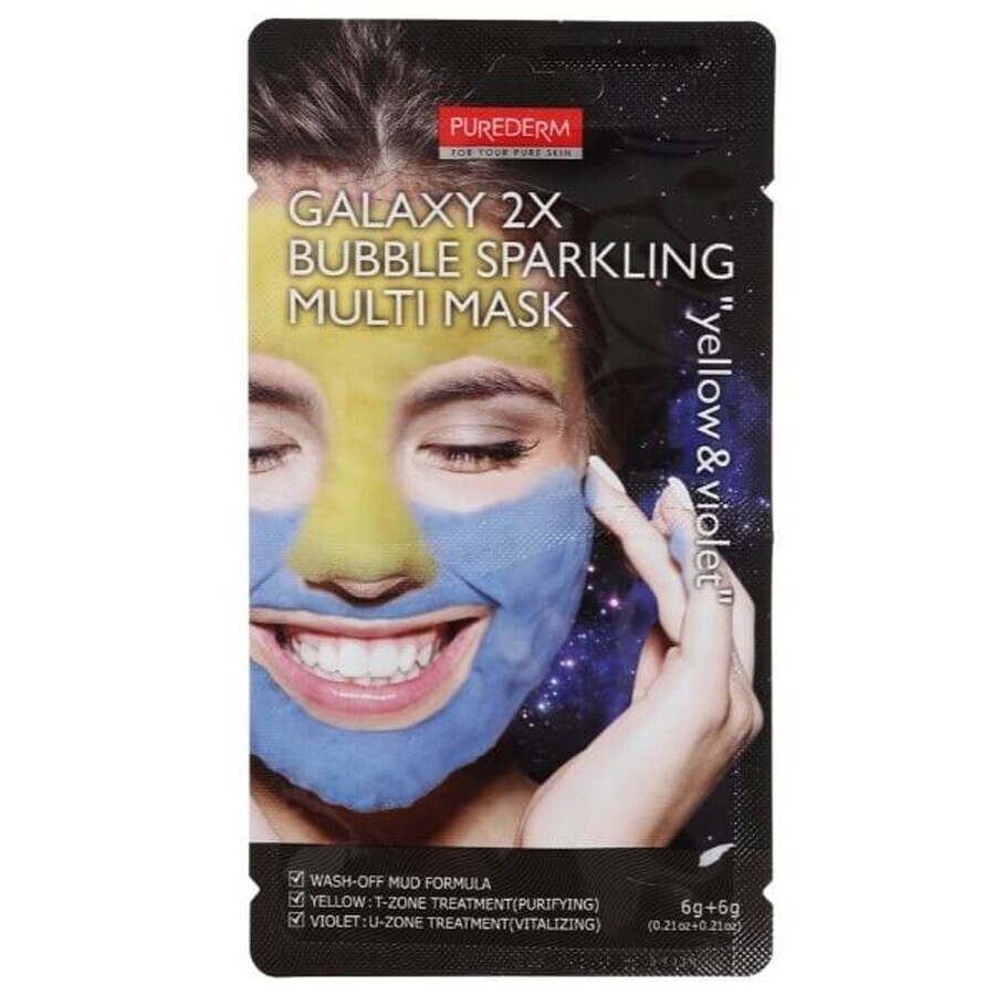 Masca cu bule de oxigen Galaxy Multimask, 6 g + 6 g, Purederm