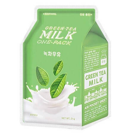 Masca faciala cu efect calmant Green Tea Milk, 21 g, Apieu