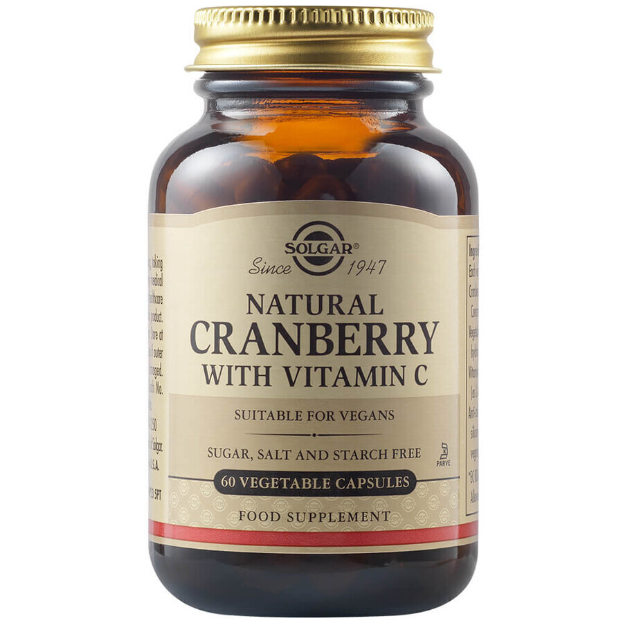 Natürliche Cranberries mit Vitamin C, 60 Kapseln, Solgar
