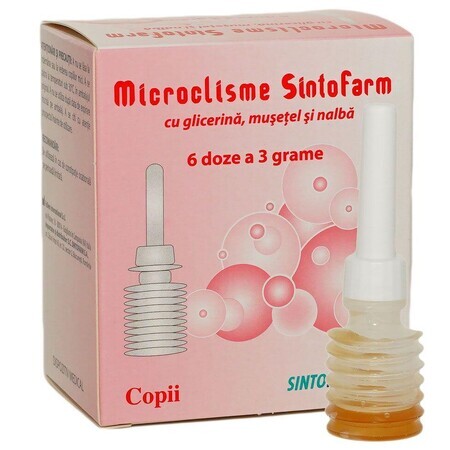 Microclisme pentru copii cu glicerină, mușețel și nalbă, 6 bucăți, Sintrofarm