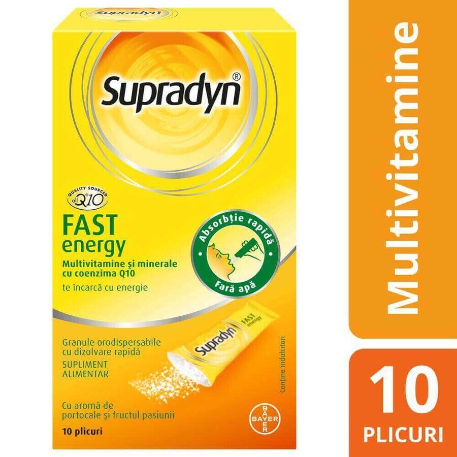 Supradyn Fast Energy, Multivitamine, 10 Beutel schnell auflösendes oder dispergierbares Granulat, Bayer