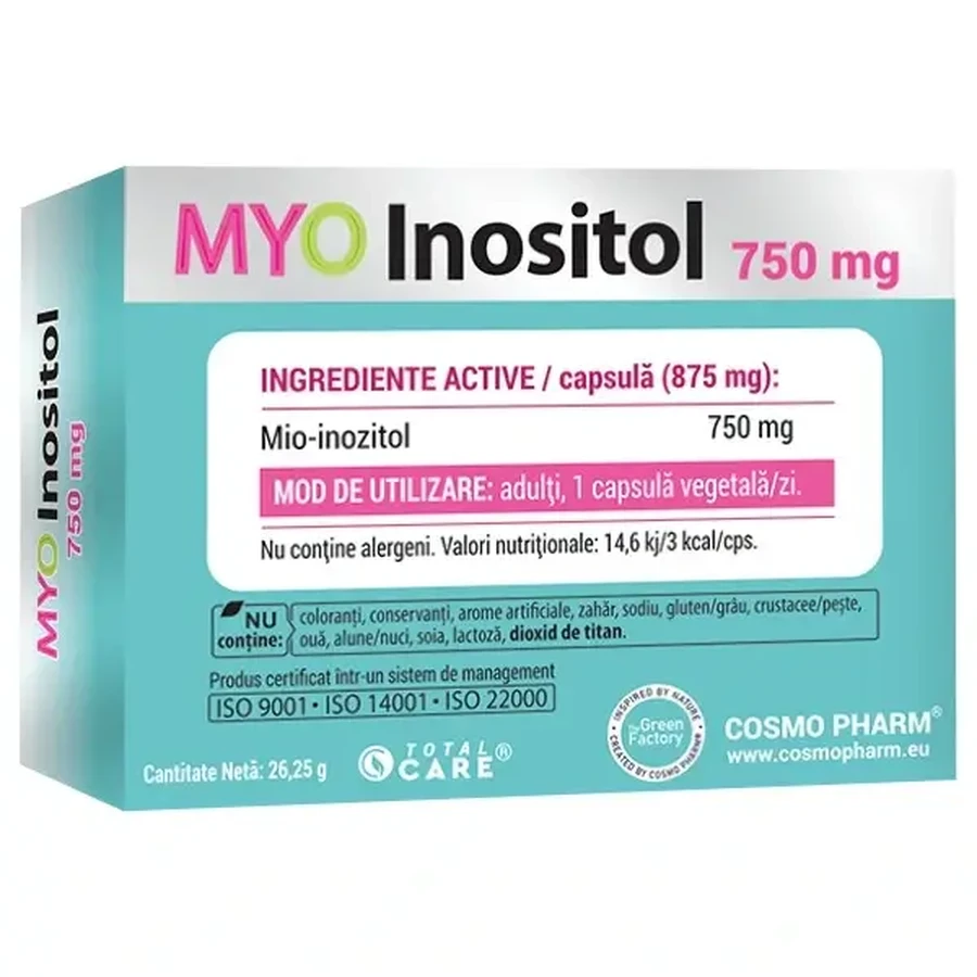 MYO Inositol, 30 vegetarian capsules, Cosmopharm
