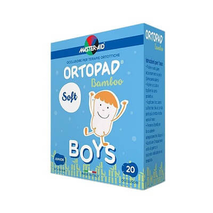 ORTOPAD SOFT Boys Junior Master-Aid Kinderokkluder, 67x50 mm, 20 Stück, Pietrasanta Pharma