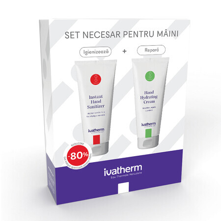 Pachet Crema hidratanta pentru maini, 50 ml + Gel pentru igienizarea mainilor, 50 ml, Ivatherm