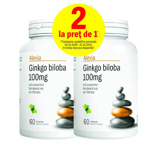 Packung Ginkgo Biloba 100 mg, 60 + 60 Tabletten, Alevia