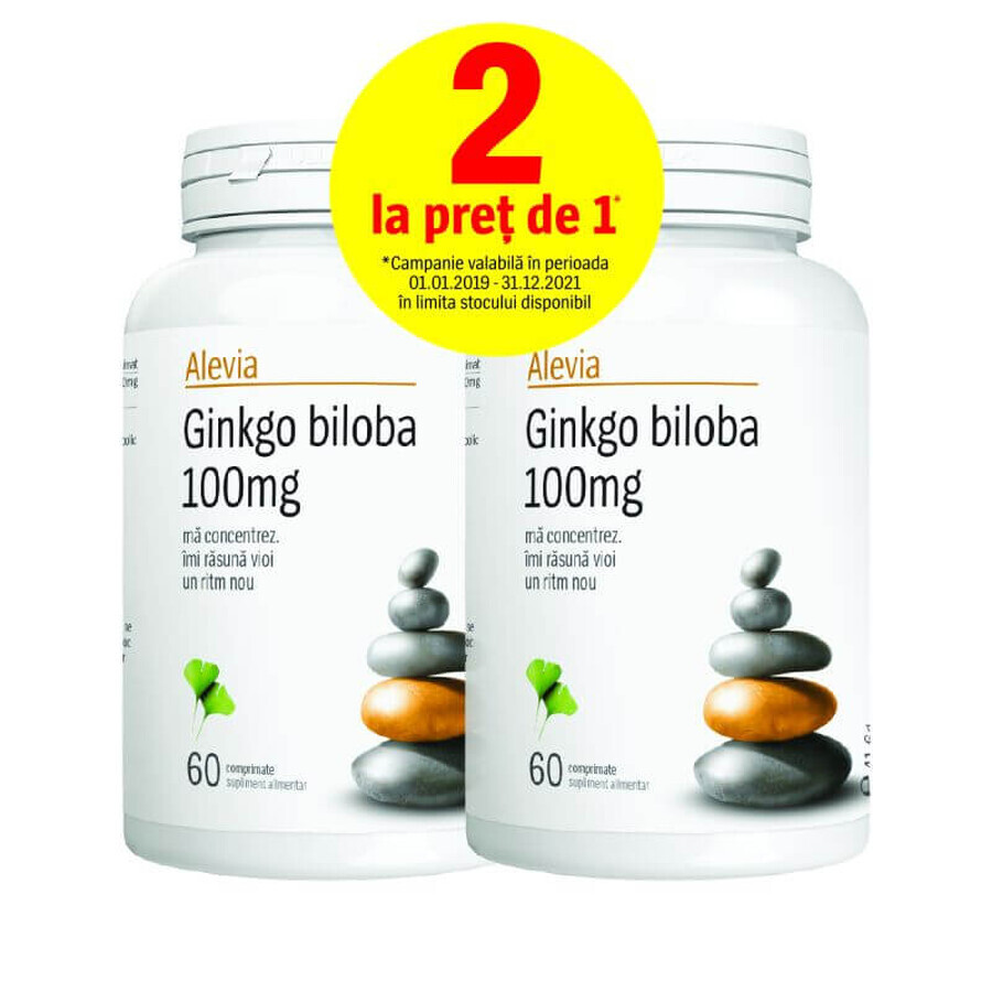 Packung Ginkgo Biloba 100 mg, 60 + 60 Tabletten, Alevia Bewertungen