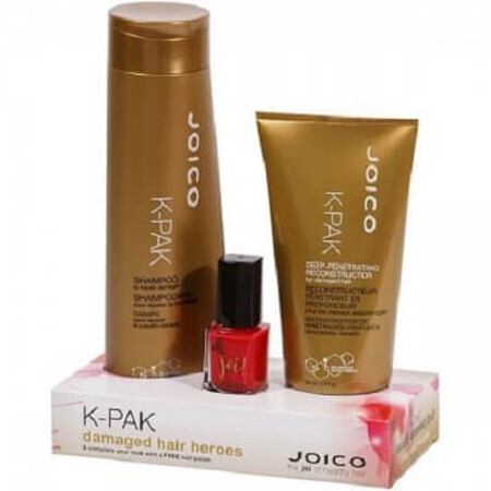 Pachet K-pak Damaged Hair Șampon 300 ml + Mască 150 ml + Lac de unghii, Joico