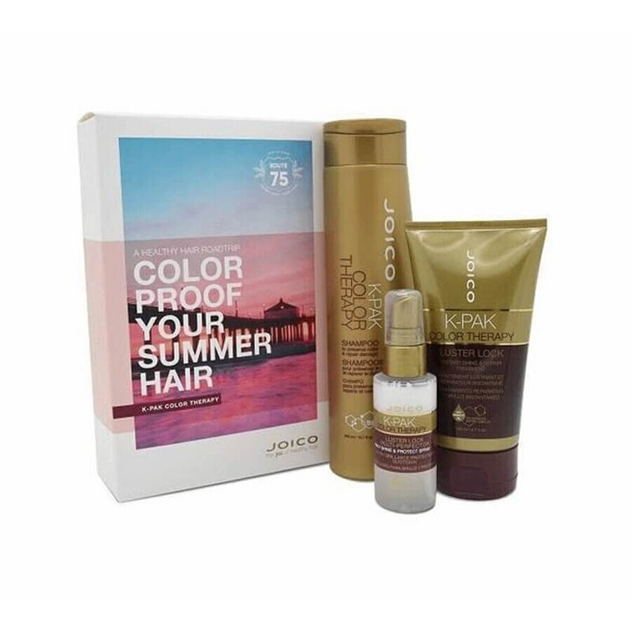 Pachet K-pak Summer Color Therapy Șampon 300 ml + Tratament 140 ml + Spray de par 20 ml, Joico