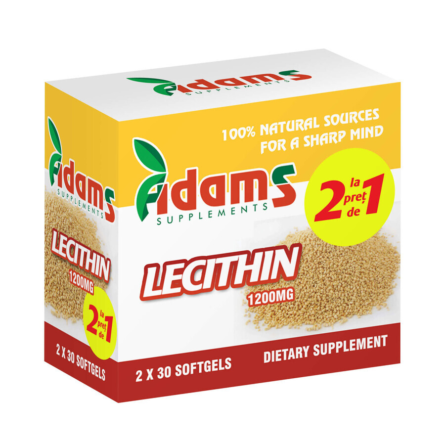 Lecithin 1200mg Packung (AV121), 2x30 Kapseln, Adams Vision