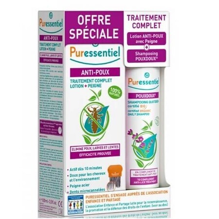 Pachet Lotiune, 100 ml + Sampon 200 ml si pieptane anti-paduchi Anti-Lice, Puressentiel