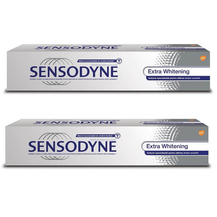 Pachet Pastă de dinți Extra Whitening Sensodyne, 100 ml + 100 ml, Gsk