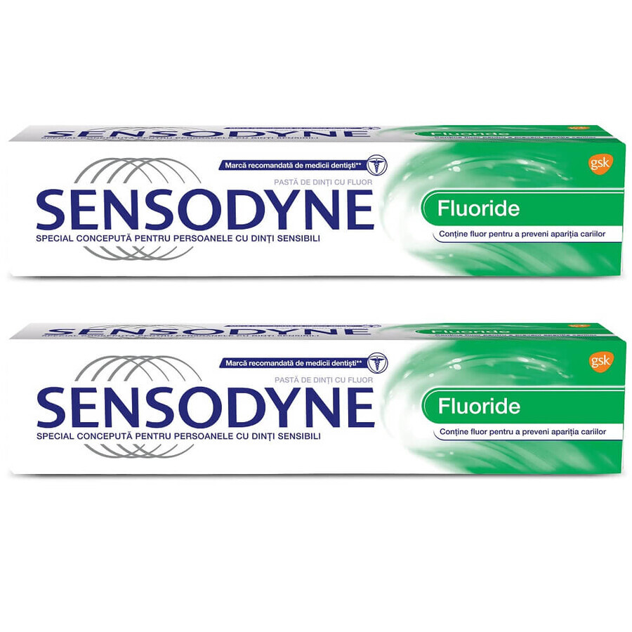 Pachet Pastă de dinți Fluoride Sensodyne, 100 ml + 100 ml, Gsk