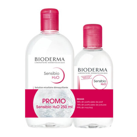 Pachet Solutie micelara Sensibio H2O, 500 ml + 250 ml, Bioderma