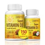 Super Vitamin D3 mit Kokosnussöl 2000 IU, 120 + 30 Kapseln, Zenyth