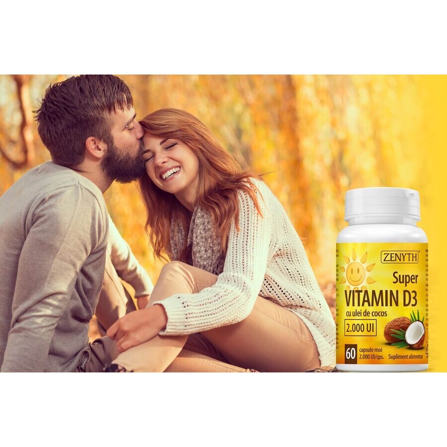 Super Vitamin D3 mit Kokosnussöl 2000 IU, 120 + 30 Kapseln, Zenyth