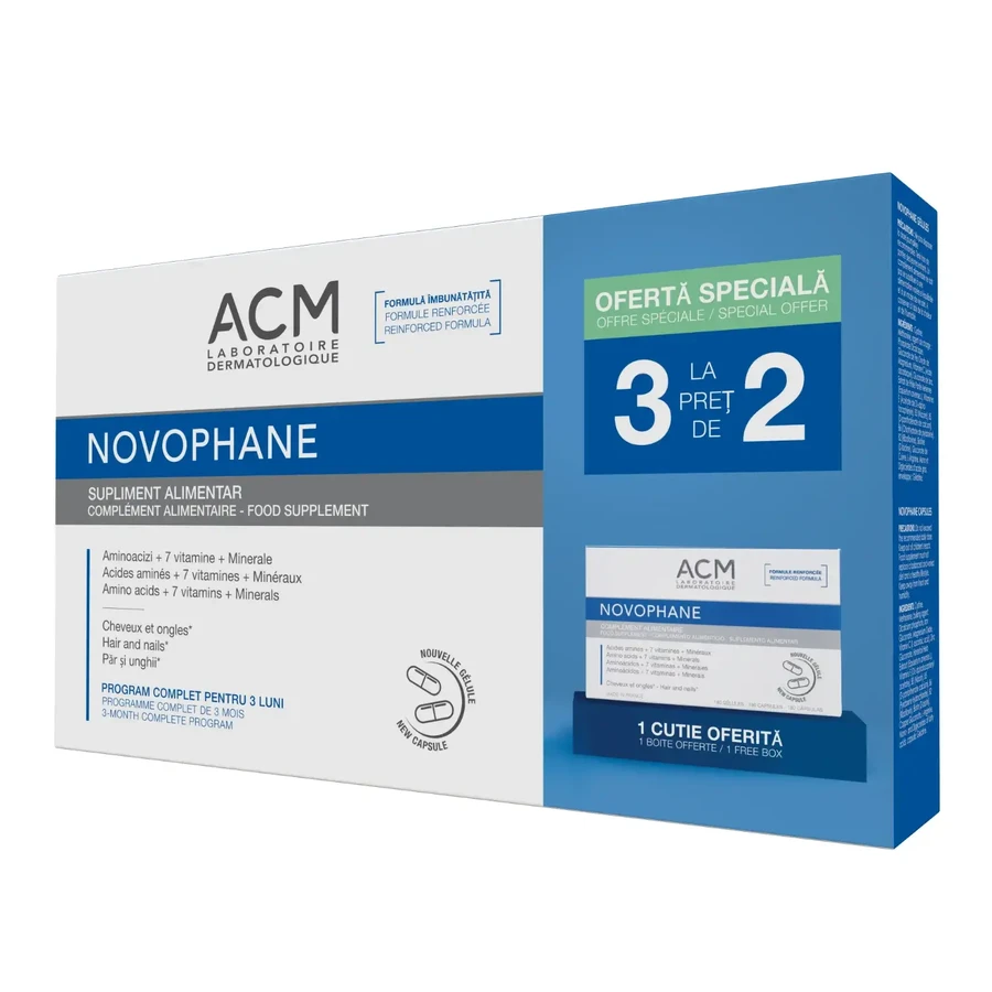 Novophane Nagel- en Haarbehandelingspakket, 3 x 60 capsules, Acm