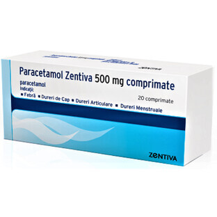 Paracetamol 500 mg, 20 Tabletten, Zentiva