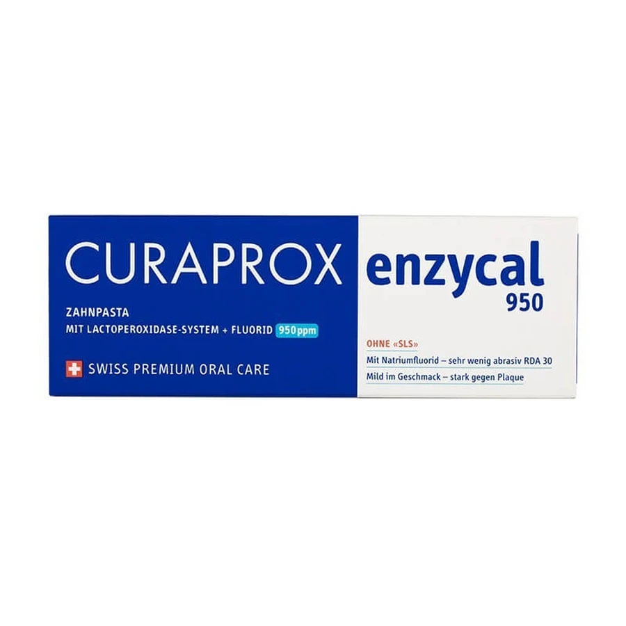 Curaprox EnzyCal 950 toothpaste with enzymes and fluoride, 75 ml
