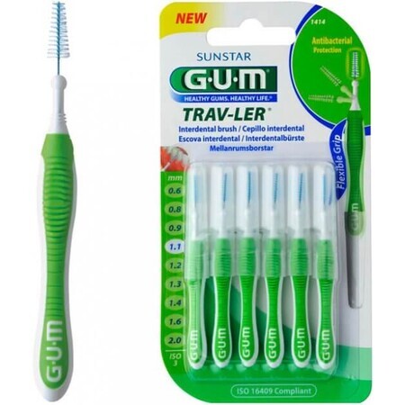 Interdentalbürsten Trav-Ler 1,1 mm, 6 Stück, Sunstar Gum