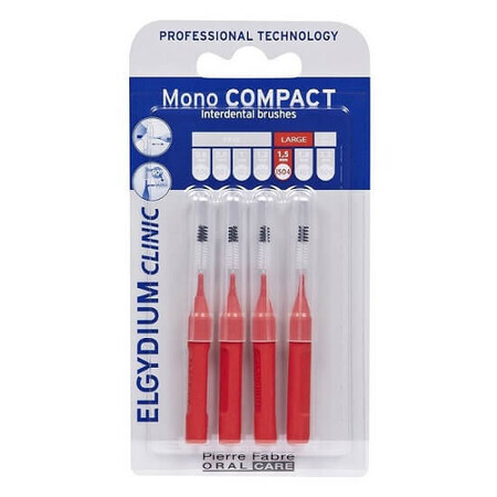 Periute interdentare Mono Compact Red, 4 bucati, Elgydium