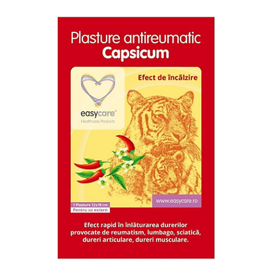 Plasture antireumatic cu ardei iute Capsicum, 12x18 cm, EasyCare